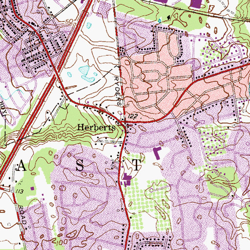 Topographic Map of Herberts, NJ