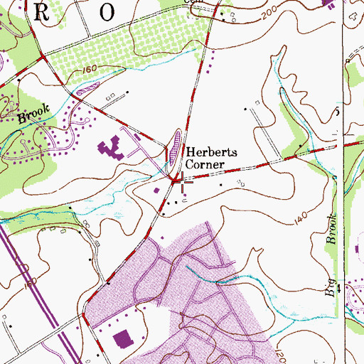 Topographic Map of Herberts Corner, NJ