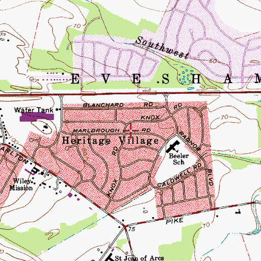 Topographic Map of Heritage Village, NJ