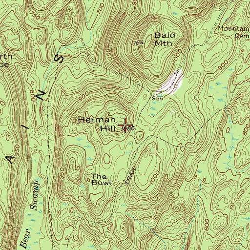 Topographic Map of Herman Hill, NJ