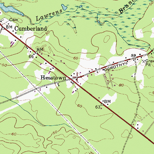 Topographic Map of Hesstown, NJ