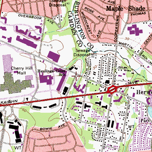 Topographic Map of Heulings-Coles School, NJ
