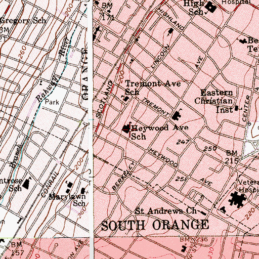 Topographic Map of Heywood Avenue Elementary School, NJ