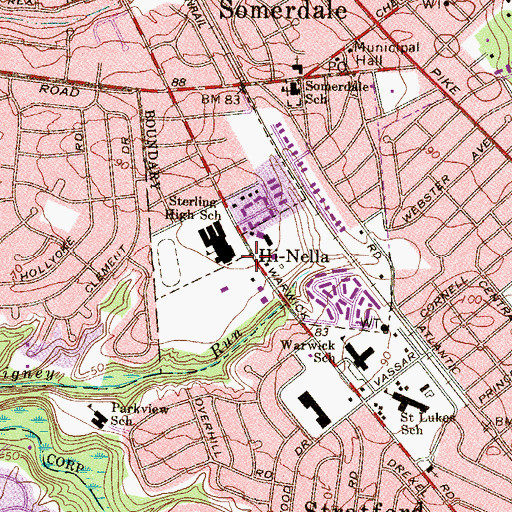 Topographic Map of Hi-Nella, NJ