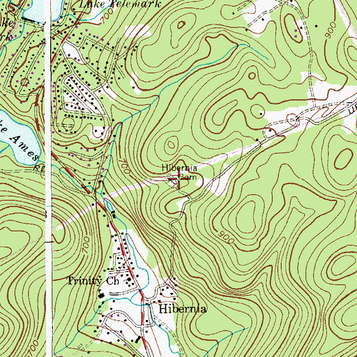 Topographic Map of Hibernia Cemetery, NJ
