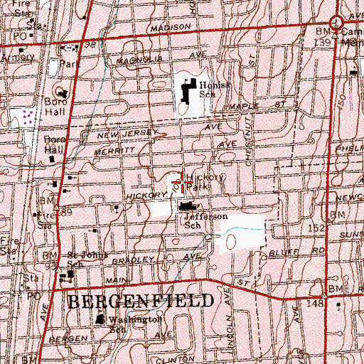 Topographic Map of Hickory Park, NJ