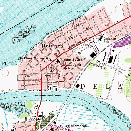 Topographic Map of Hickory Street School, NJ