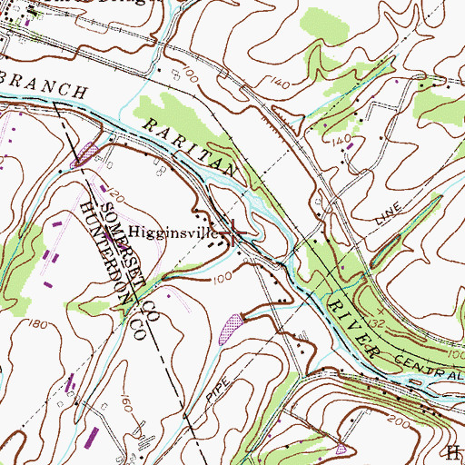 Topographic Map of Higginsville, NJ