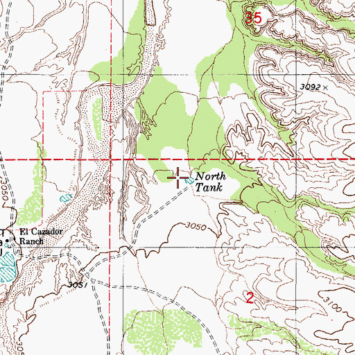 Topographic Map of North Tank, AZ