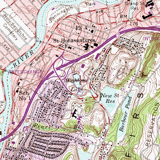 Topographic Map of Highland Lake, NJ