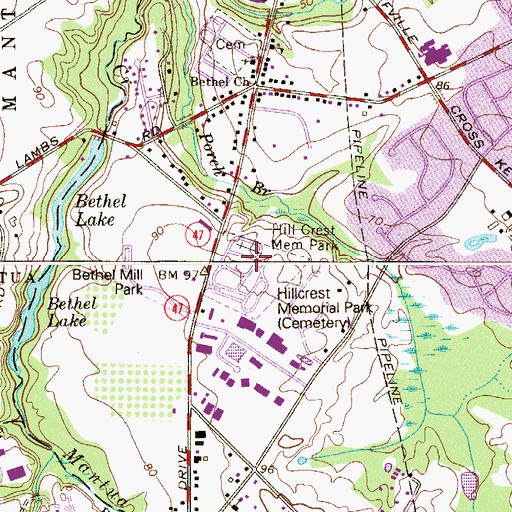 Topographic Map of Hill Crest Memorial Park, NJ