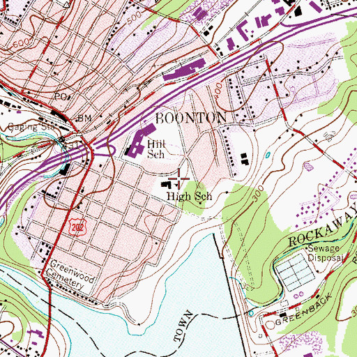 Topographic Map of John Hill Elementary School, NJ