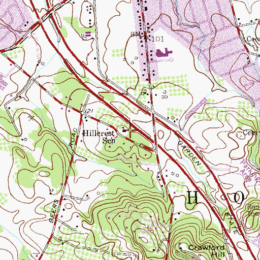 Topographic Map of Hillcrest School, NJ
