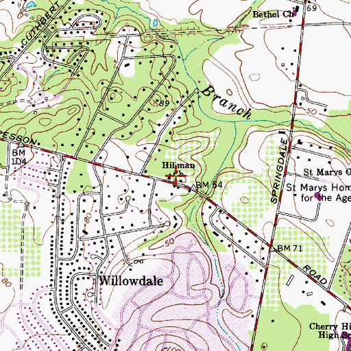 Topographic Map of Hillman Church, NJ