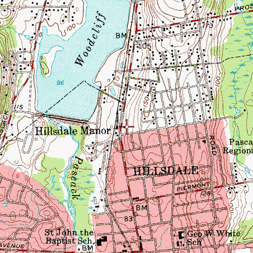 Topographic Map of Hillsdale Manor, NJ