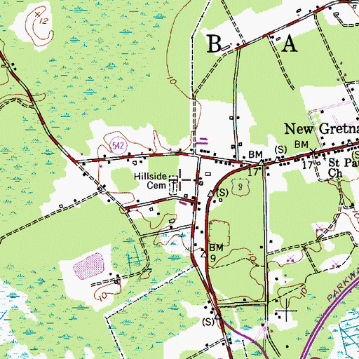 Topographic Map of Hillside Cemetery, NJ