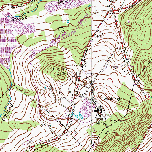 Topographic Map of Hillside Cemetery, NJ