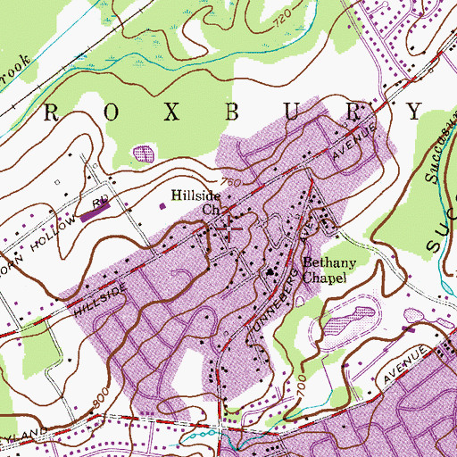 Topographic Map of Hillside Church, NJ