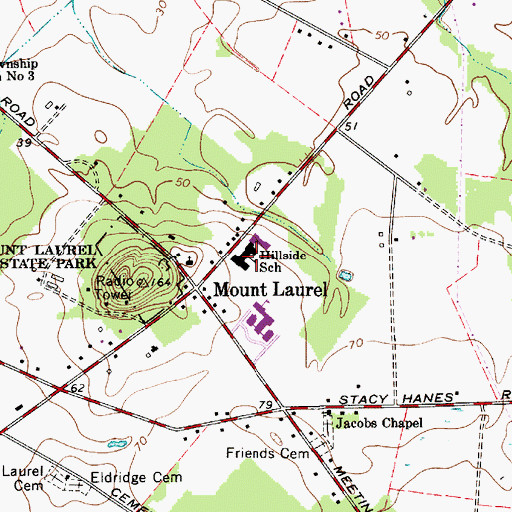 Topographic Map of Hillside Elementary School, NJ