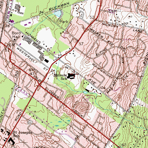 Topographic Map of Hillside Elementary School, NJ