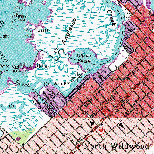 Topographic Map of Hoffman Canal, NJ