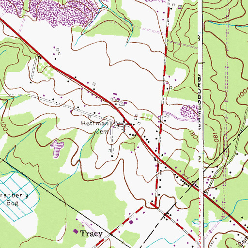 Topographic Map of Hoffman Cemetery, NJ