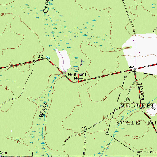 Topographic Map of Hoffmans Mill, NJ
