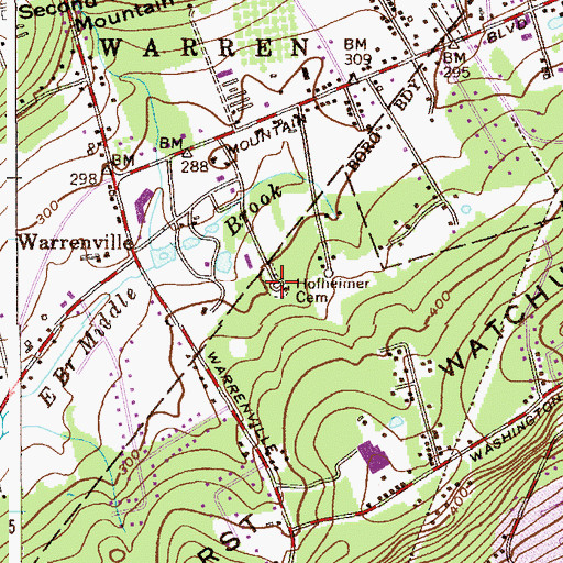 Topographic Map of Hofheimer Cemetery, NJ