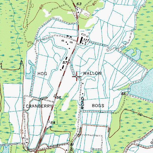 Topographic Map of Hog Wallow Cranberry Bogs, NJ