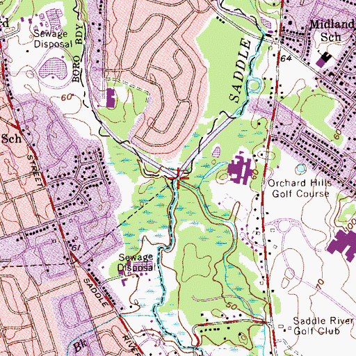 Topographic Map of Hohokus Brook, NJ