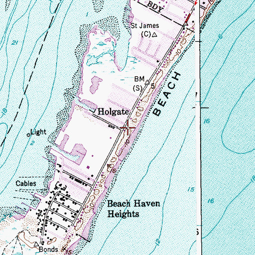 Topographic Map of Holgate, NJ