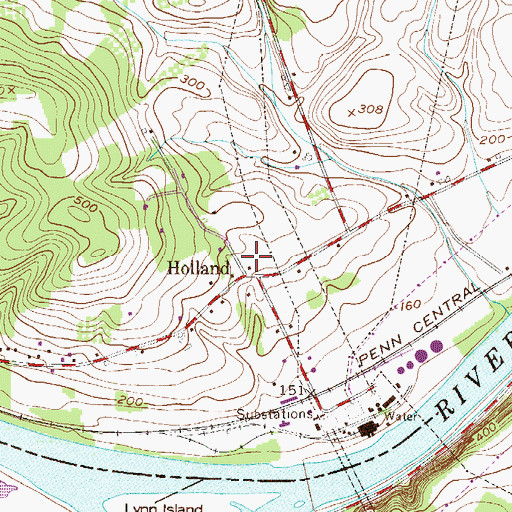 Topographic Map of Holland, NJ
