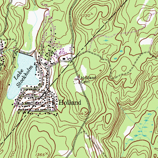 Topographic Map of Holland Cemetery, NJ