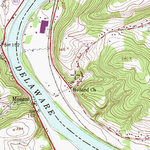 Topographic Map of Holland Church, NJ