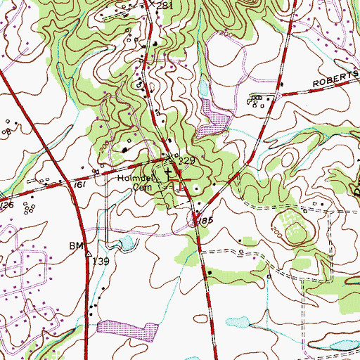 Topographic Map of Holmdel Cemetery, NJ