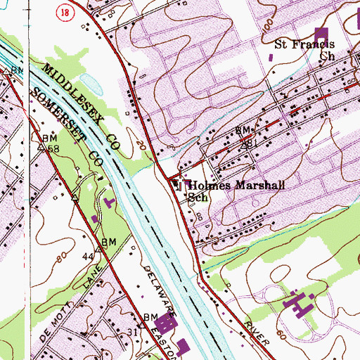 Topographic Map of Holmes Marshall School, NJ