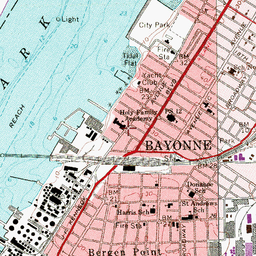 Topographic Map of Holy Family Academy, NJ