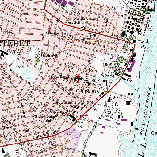 Topographic Map of Holy Family Elementary School, NJ