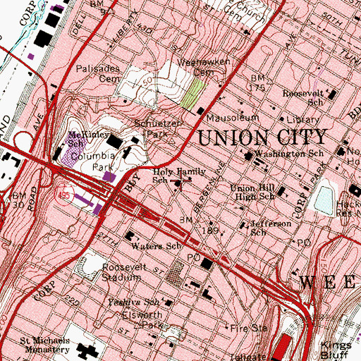 Topographic Map of Holy Family School, NJ