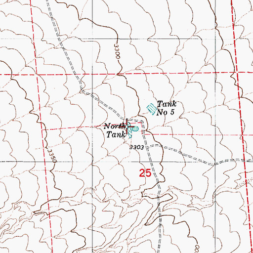 Topographic Map of North Tank, AZ