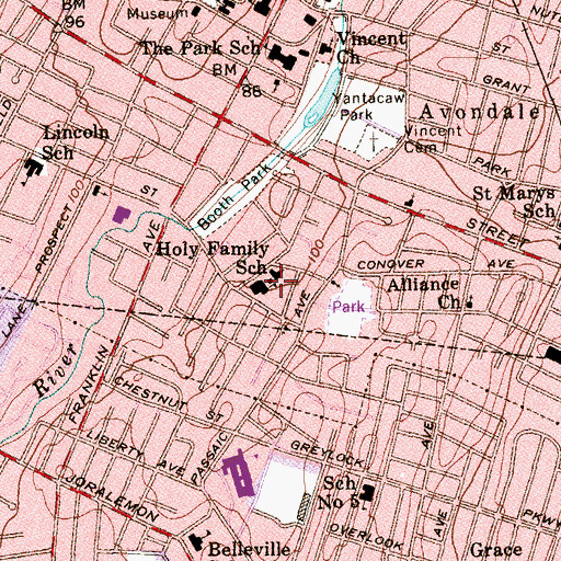 Topographic Map of Holy Family School, NJ