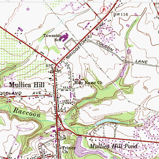 Topographic Map of Holy Name Church, NJ