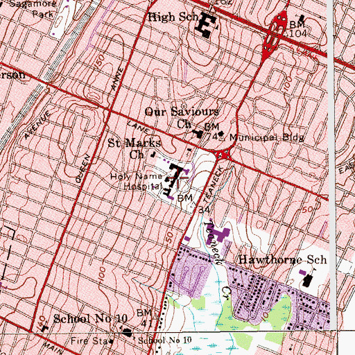 Topographic Map of Holy Name Medical Center, NJ