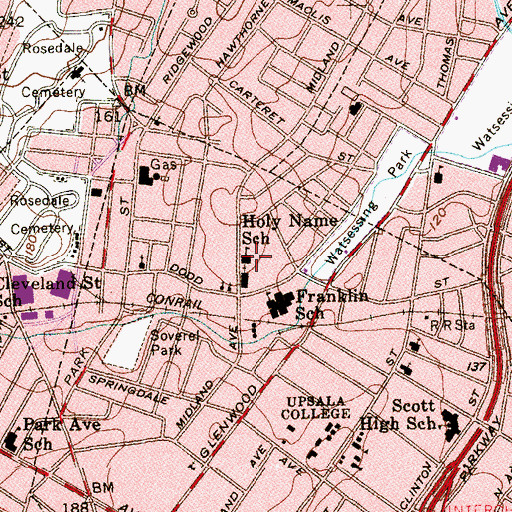 Topographic Map of Holy Name School (historical), NJ