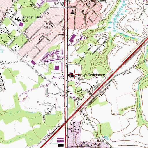Topographic Map of Holy Trinity Regional School, NJ