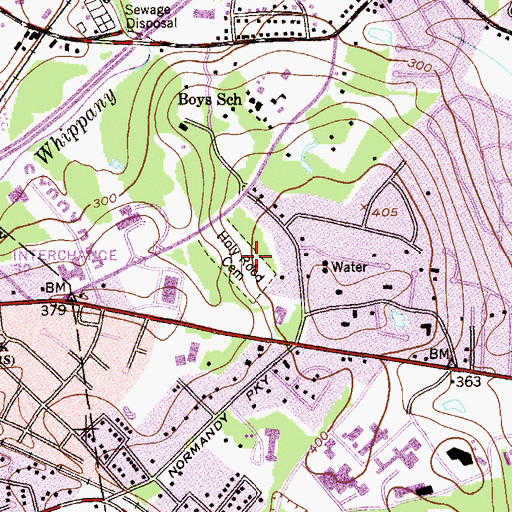 Topographic Map of Holy Rood Cemetery, NJ