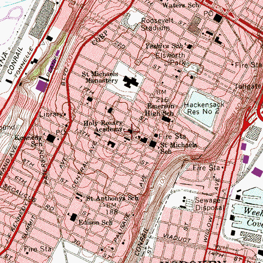Topographic Map of Holy Rosary Academy, NJ