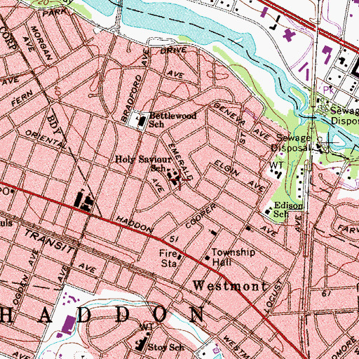 Topographic Map of Holy Saviour Regional School, NJ