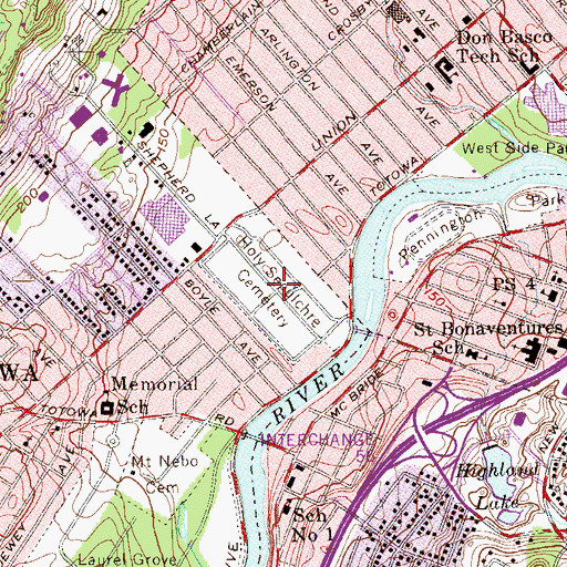 Topographic Map of Holy Sepulchre Cemetery, NJ