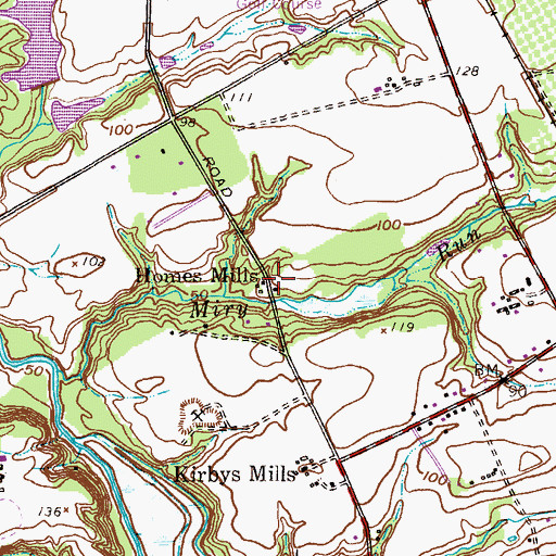 Topographic Map of Homes Mills, NJ